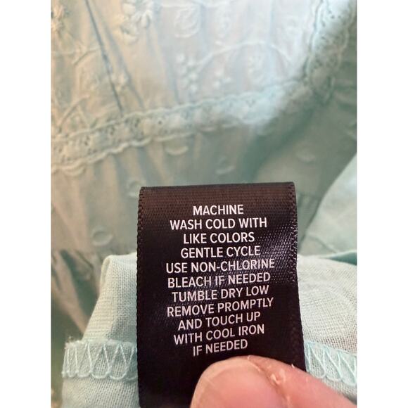 Torrid womens tunic blouse teal eyelet embroidered blue sleeve Bohemian plus Sz - Picture 7 of 10